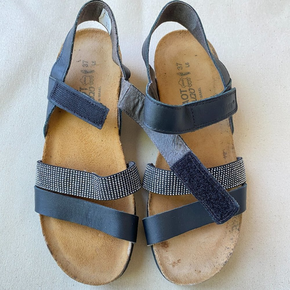 Naot Dark Brown and Silver Strappy Sandals, Comfort Shoes for Walking, Size